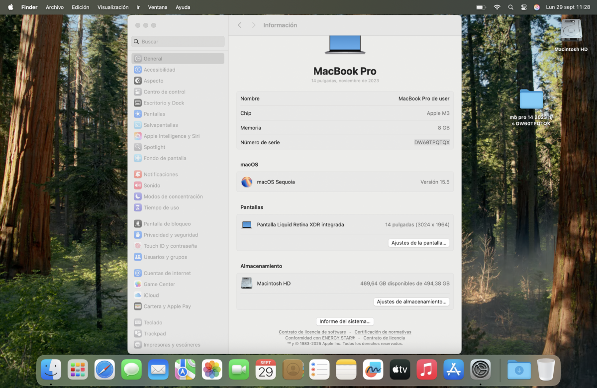 MACBOOK PRO RETINA 14 2023, M3/8GB RAM/512GB SSD SPACE GREY BOX - Imagen 2