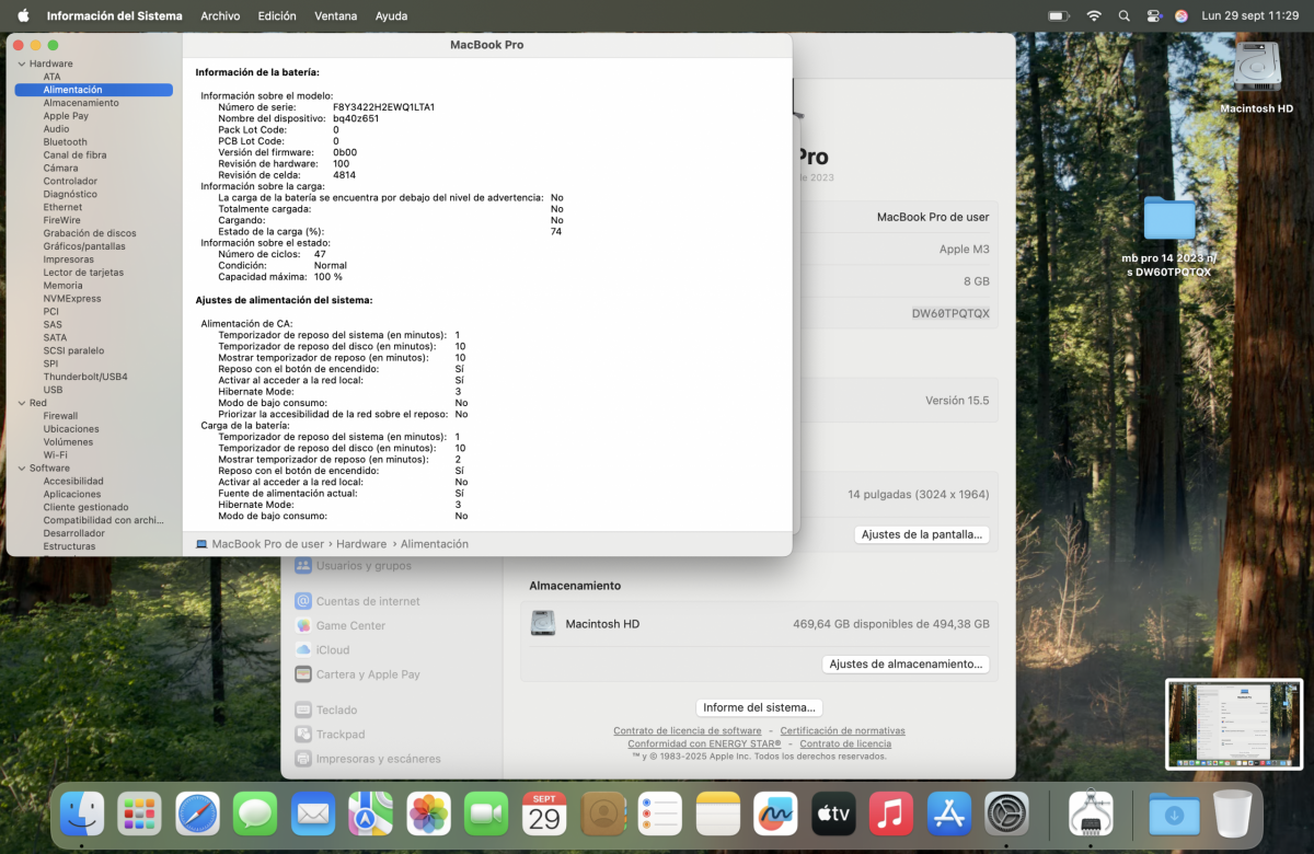MACBOOK PRO RETINA 14 2023, M3/8GB RAM/512GB SSD SPACE GREY BOX - Imagen 3