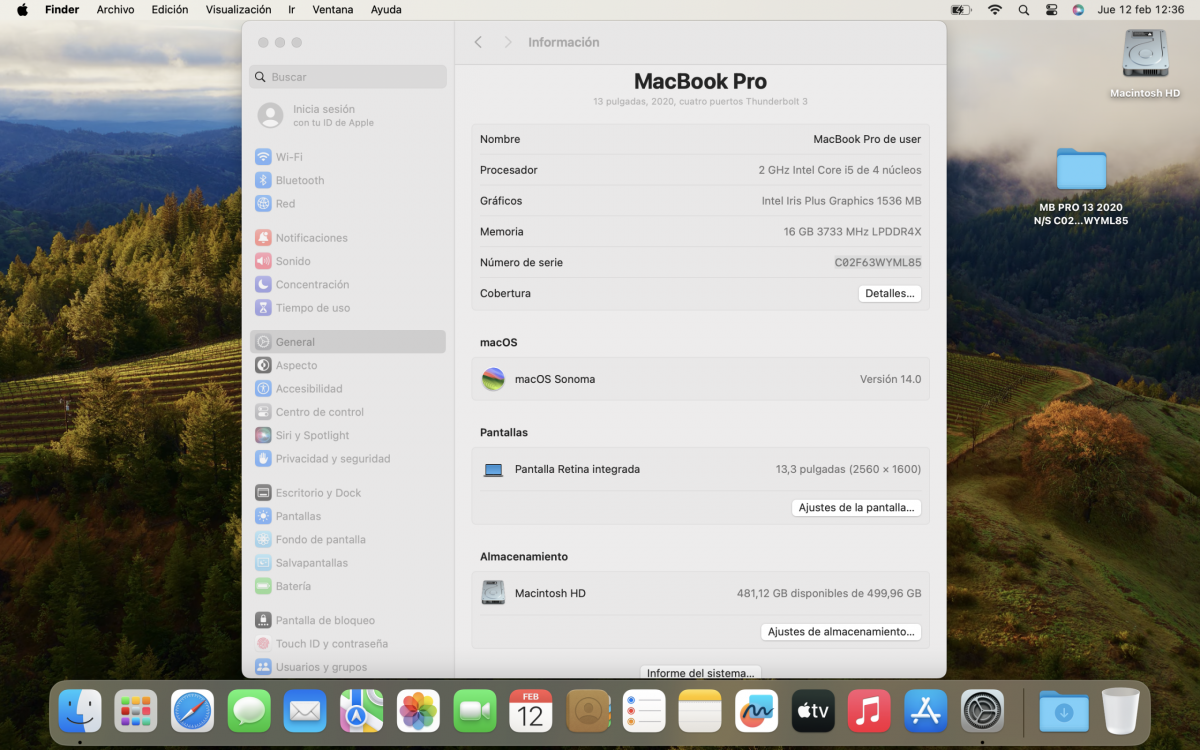 MACBOOK PRO RETINA 13 2020 TOUCHBAR, I5/16GB RAM/512GB SSD SPACE GREY - Imagen 2